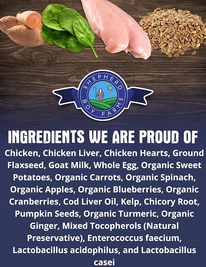 Freeze Dried Raw Dog Food, Chicken Recipe, All Natural, No Synthetics, Made in USA with Goat's Milk & Organic Produce, High Protein, Complete Meal (14oz)