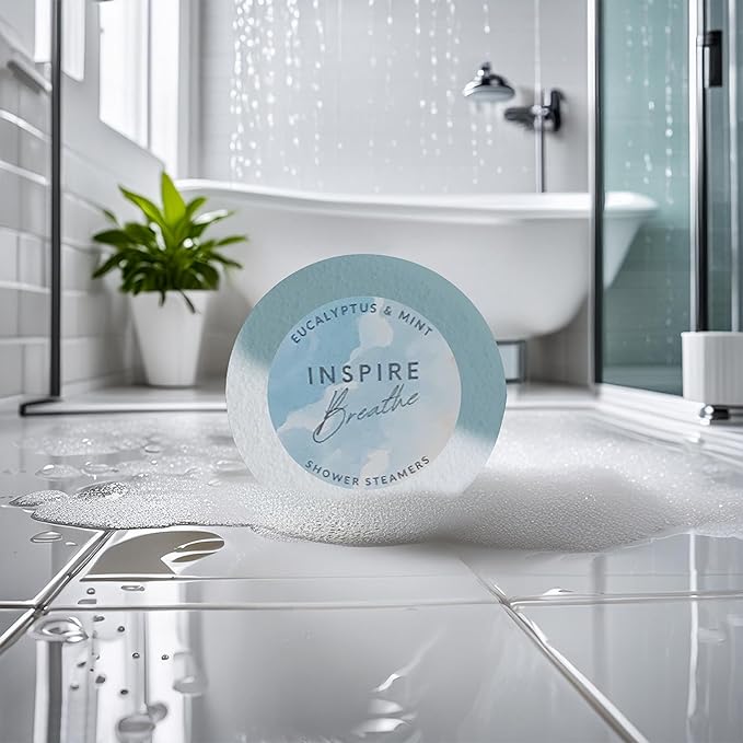 EvolutionUSA Inspire Breathe Shower Steamers, 15 Mint & Eucalyptus Shower Steamers for Women & Men, Refreshing Vapor Shower Tablets, Self Care Shower Bombs, Gift for Mother's Day, Easter, Birthday