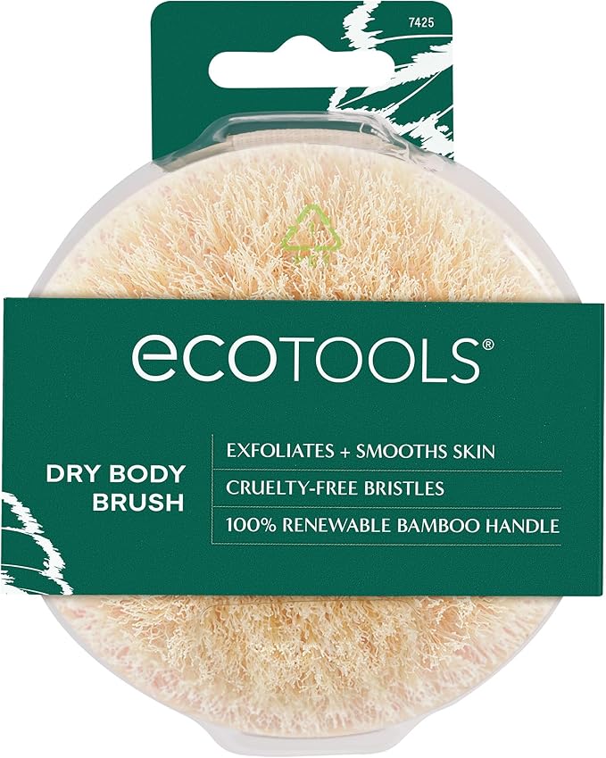 EcoTools Dry Body Brush, Cruelty-Free Bristles Exfoliate & Smooth Skin, Dry Brushing Removes Flaky Skin, May Help Improve Circulation & Tone, Eco-Friendly Skincare Tool, Vegan & Cruelty-Free, 1 Count