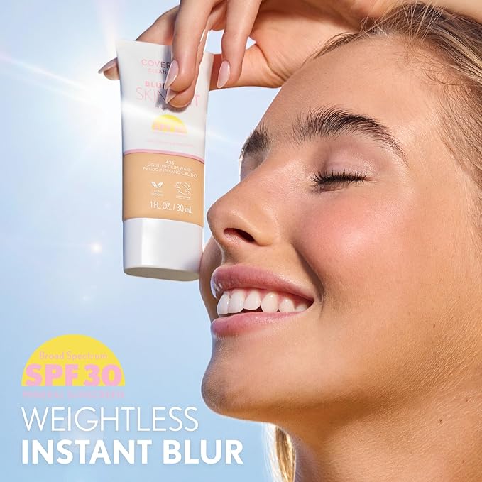 COVERGIRL Clean Fresh Blurring Skin Tint with SPF 30, 445 Medium/Rich Warm, Liquid Foundation, Soft Matte Finish, Smooths, Brightens, Blurs Pores, Mineral Sunscreen, Vegan Formula