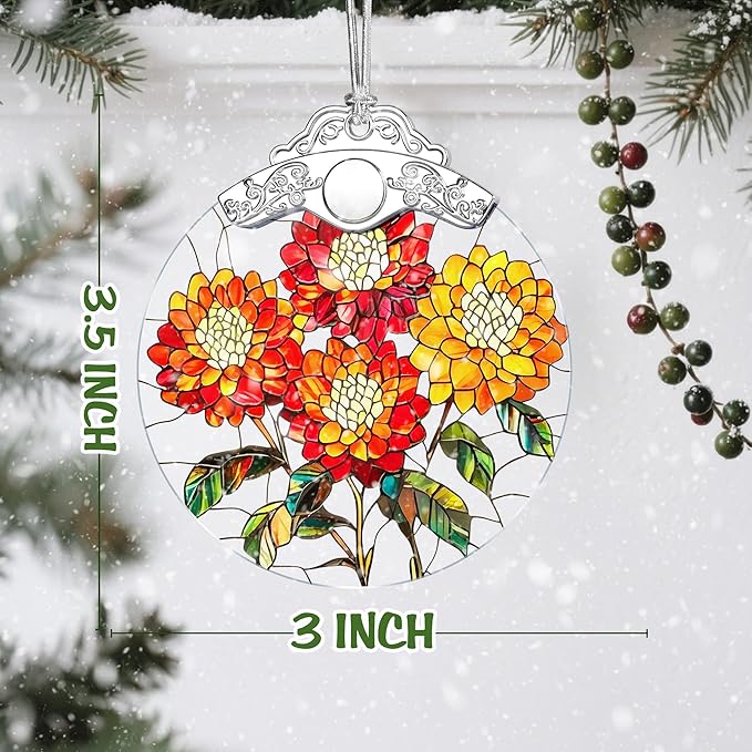 Christmas Ornaments: Stained Glass-Style October Birth Flower Ornament – Christmas Tree Decorations, Holiday Party Gifts, Mother's Day & Birthday Gifts for Women, Mom & Grandma | Birth Flower Gift