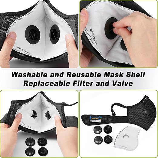 BASE CAMP Upgrade M Plus Dust Mask, Reusable Respirator Mask for Woodworking, Face Protection with 99.9% Effective Carbon Filters for Construction, Landscaping, Sanding, Painting, Pollution