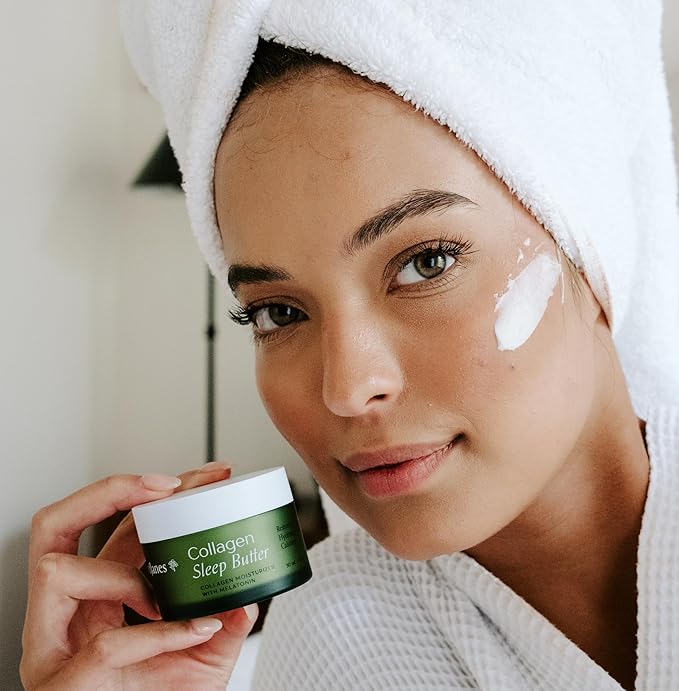 Collagen Sleep Butter Night Cream with Vegan Collagen, Hyaluronic Acid & Melatonin Complex – Hydrating Overnight Moisturizer for Dry or Mature Skin
