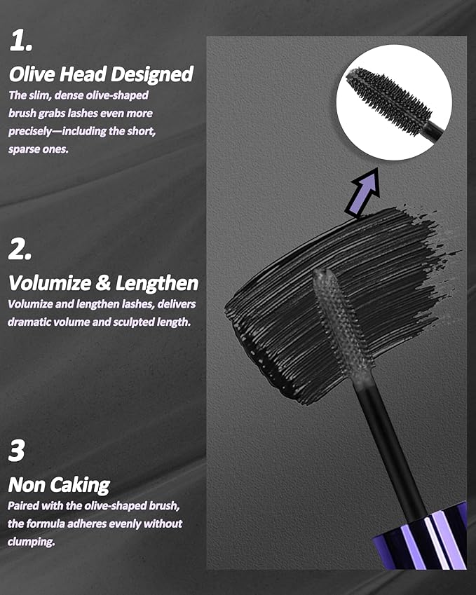 Black Mascara and Black Eyeliner Set,5D Waterproof Mascara Volume and Length Natural Lengthening Curling, Smudge Proof Eyeliner Pencil,Natural Eye Makeup Gift Kit for Women in Halloween Set-04