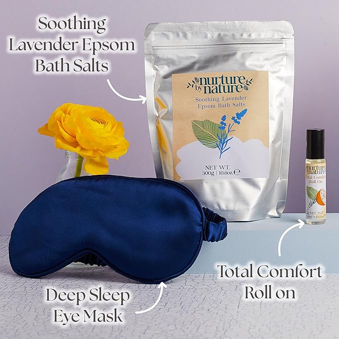 Nurture by Nature Relaxing Spa Gifts for Women - New Mom Gifts Care Package for Women with Deep Sleep Pillow Spray & Bath Salts, Vegan & Cruelty Free New Mommy Essentials - Baby Shower Gift Baskets