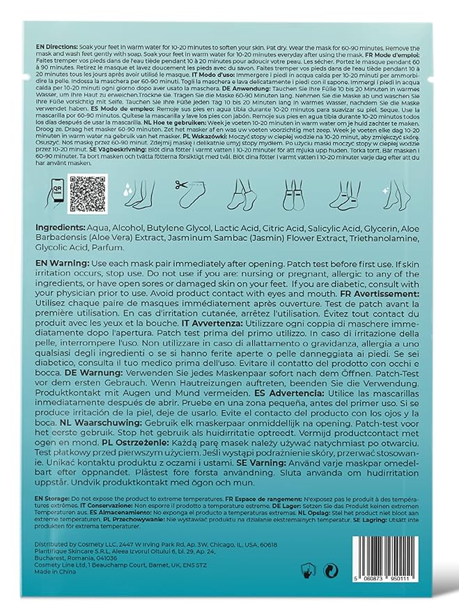 PLANTIFIQUE Foot Peeling Mask 1 Pair | Dermatologically Tested Repairs Heels & Removes Dry Dead Skin for Baby Soft Feet | Exfoliating Foot Peel Mask for Dry Cracked Feet | Jasmine