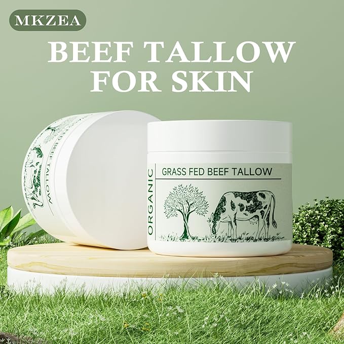 Beef Tallow, Beef Tallow for Skin, Tallow Face Moisturizer, 2 Packs Unscented Beef Tallow Blam Grass Fed Whipped Tallow Face Cream Nourishing Soothing Moisturizer Body Lotion Skin Care