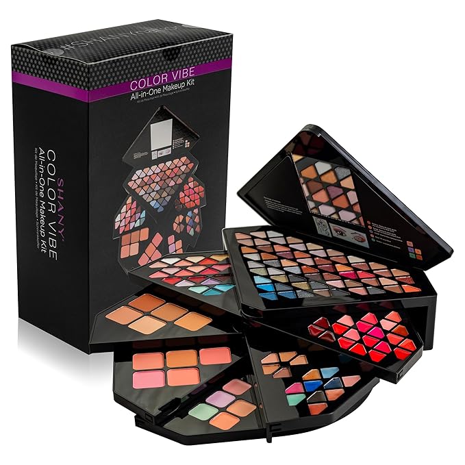 SHANY All in One Color Vibe Makeup Set - 80 Eyeshadows, 20 Lip Colors, 10 Eye Creams, 5 Eye brow makeup, 5 Concealers color corrector, 5 Blushes, 5 face powders and Makeup Mirror.