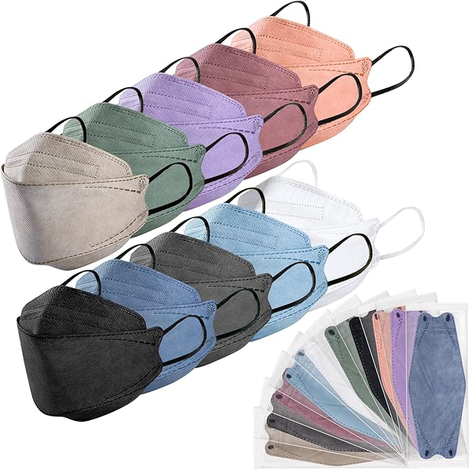 100Pcs KF94 Masks, Individually Wrapped 3D Fish Type Masks for Adult, 4 Layer Protective Face Mask