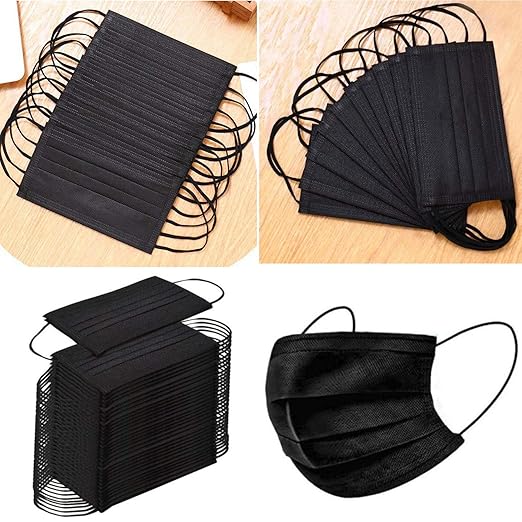 NNPCBT 1000 pcs Black Disposable Masks 3 ply Breathable Face Masks for Adults