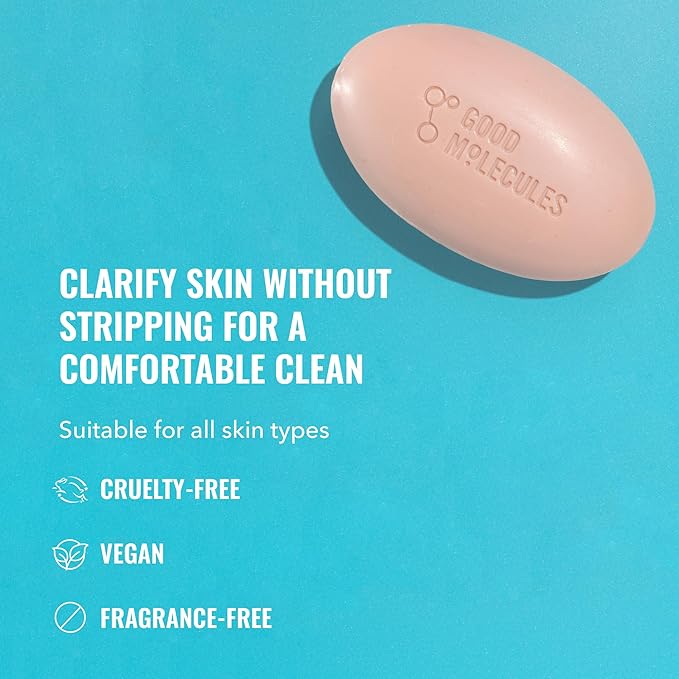 Good Molecules Clarify and Cleanse Bar - Soap Free Bar with Salicylic Acid, BHA for Skin Tone Balancing and Cleansing - Body and Facial Cleanser, Skin Care for Face (Pack of 2)