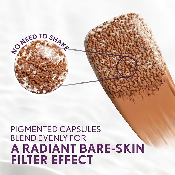 Covergirl Simply Ageless Skin Perfector Essence Foundation, 50 Medium-Tan, Tinted Skin Perfector, Skincare Makeup Hybrid with Blending Foundation Brush