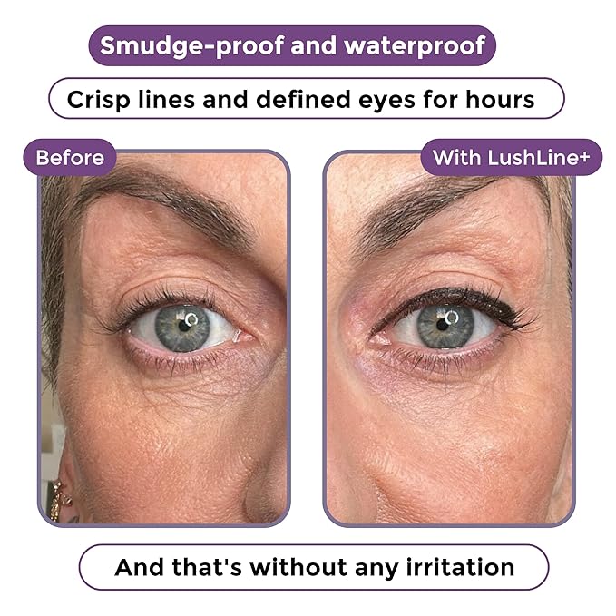 Rumi Cosmetiques LushLine+ Waterproof Eyeliner Pencil For Older Women - Smudge Proof, Long-Lasting, Non Toxic, Soft Glide - Safe For Sensitive Eyes (Natural Grey)