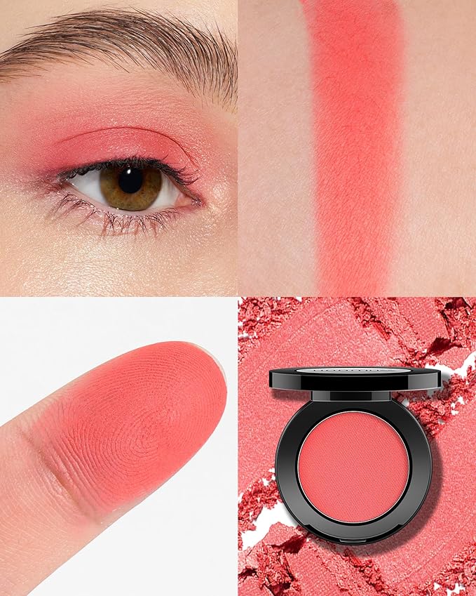 Orange Red Eyeshadow Matte Handmade Pressed Eyeshadow Palette With No Creasing High Pigmented Long Lasting Red Eye Shadow (OrangeRed)