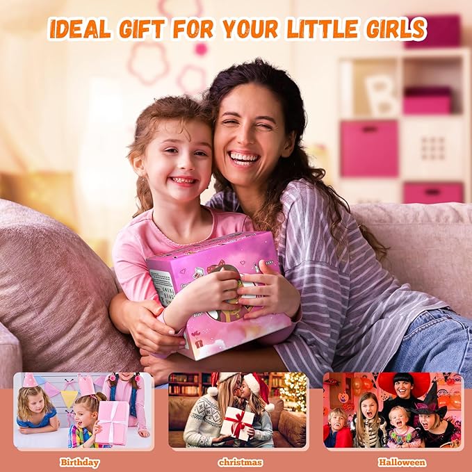 Kids Makeup Sets for Girls, 66pcs Real Cosmetic for Kids Toys with Mirror, Princess Washable Girls Makeup Kit, Non-Toxic & Safe Brithday Gifts for 3 4 5 6 7 8 10 - 12 Years Old（Light Rose）