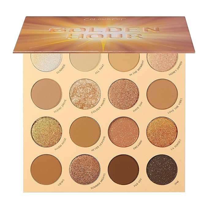 ColourPop Golden Hour Eyeshadow Palette - Sunset Tone Eye Makeup Palette with Duo-Chrome, Metallic, Matte Sparkle & Glitter Finishes - High-Pigment Eye Makeup with a Long-Wearing Formula (0.67 oz)