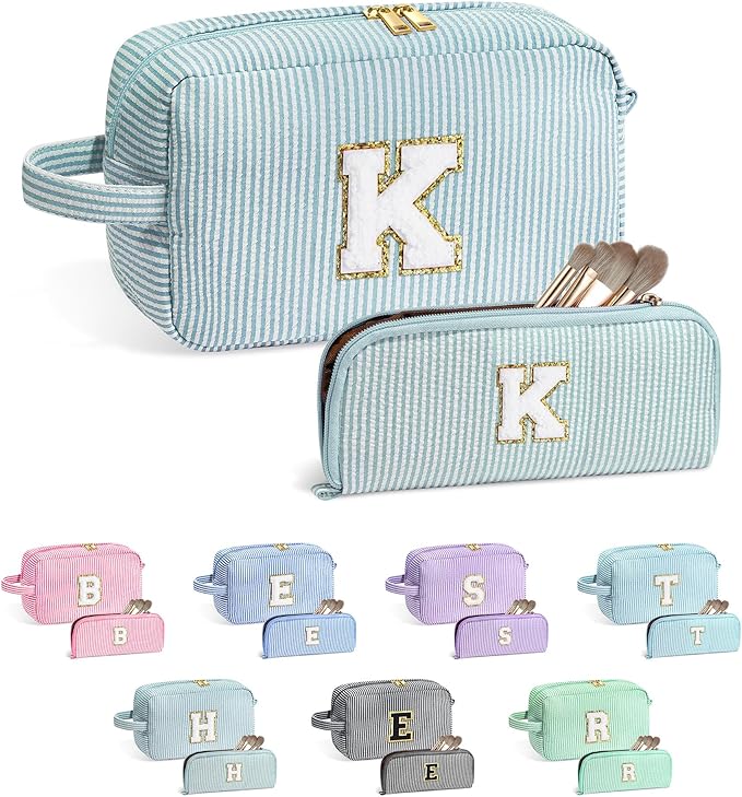 YOOLIFE Gifts for Teen Girls - Personalized Initial Makeup Bag, Birthday Gifts for Women Sister Friend Daughter Girls Kids