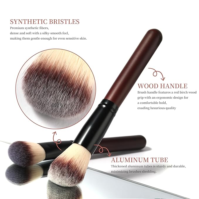 Makeup Brush Set Professional 26-Piece Makeup Brushes Set Premium Synthetic Foundation Powder Concealer Blush Eyeshadow Contour Makeup Brush Set with 2 Brush Bags