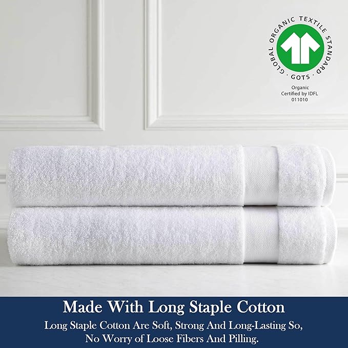Delara Organic Cotton Luxuriously Plush Hand Towel Pack of 2 | GOTS & OEKO-TEX Certified | Premium Hotel Quality Towels | Feather Touch Technology|650 GSM Long Staple|Soft, Quick Dry & Ultra-Absorbent