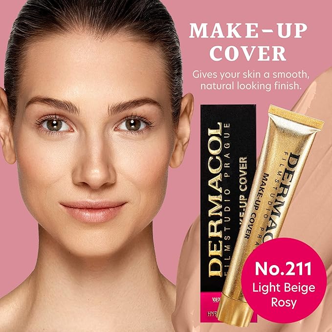 Dermacol - Full Coverage Matte Foundation with SPF 30, Waterproof Foundation for Oily Skin, Acne, & Under Eye Bags, Long-Lasting Makeup, 30g - Shade 211