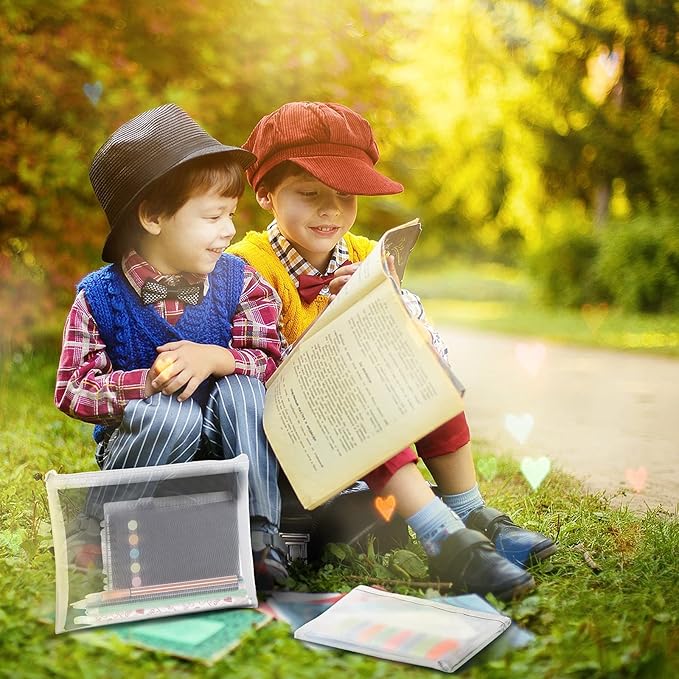 6 Pieces Mesh Makeup Bags Mesh Cosmetic Bag Portable Travel Organizing Zipper Pouch Toiletries Makeup Pouches for Home Office Travel Accessories