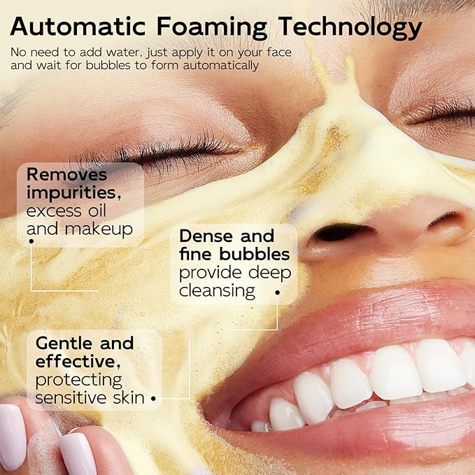 4 in 1 Bubble Turmeric Face Wash - Turmeric Kojic Acid Foaming Face Cleanser - Exfoliation Deep Cleansing of Facial Skin - Suitable for Sensitive & Acne Skin - 3.38 fl.oz