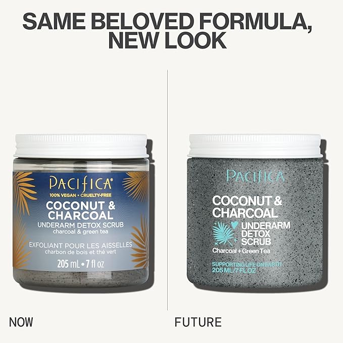 Pacifica Underarm Body Scrub - Armpit Detox Coconut & Charcoal Deodorant– Exfoliating & Nourishing for Natural Deodorant Users – Aluminum-Free & Safe for Sensitive Skin, Vegan & Cruelty-Free, 7 fl oz