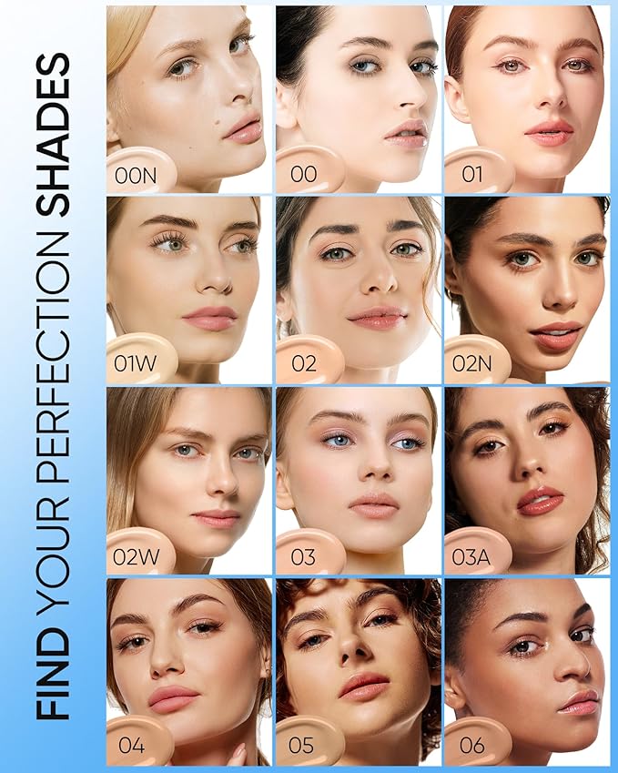 Velvet Matte Cushion Foundation Blue Ultra Cover Powder Foundation, 12h Oil-Control, Lightweight, Long-Lasting, Waterproof Korean Cushion Makeup(#01 Vanilla)