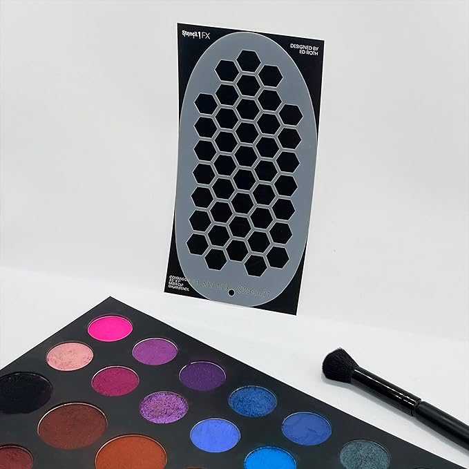 Stencil1FX - Hexagon Eye Makeup Stencil for Costumes, Dress Up, Halloween, Cosplay, Arts, Face Painting