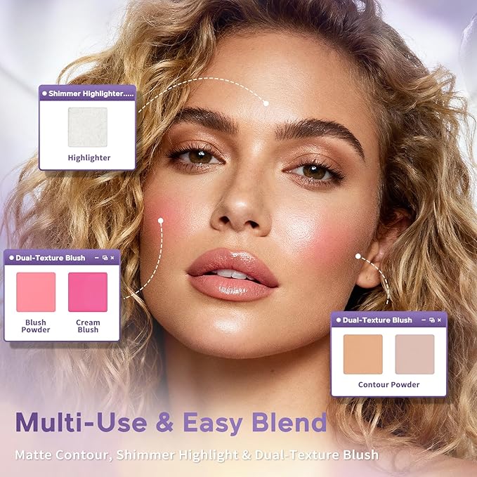 Glam Code Makeup Palette for Face, All in One Cosmetics Pallet for Women & Girls, Travel Size Make Up Palette Includes Eyeshadow, blush, Highlighter, Contour Powder, Concealer & Mirror, 03