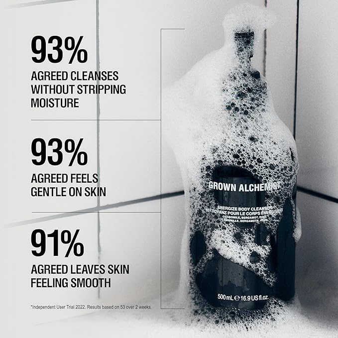 Grown Alchemist Energize Body Cleanser. Chamomile, Bergamot & Rose Body Cleanser. Gentle Body Wash. Hydrates & Cleanses Skin (500 ml)