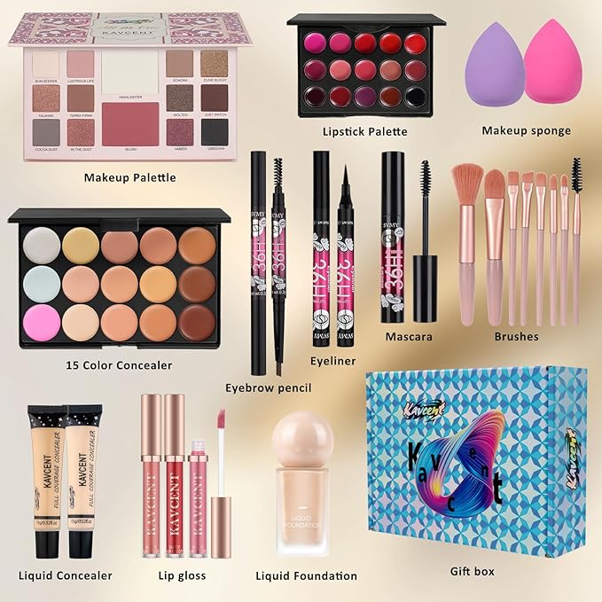 Makeup Set for Teens Women Makeup Kit for Women Full Kit Eyeshadow Foundation Makeup Gift Set for Teen Girls Christmas Makeup Kits for Teens Teenagers 14-16