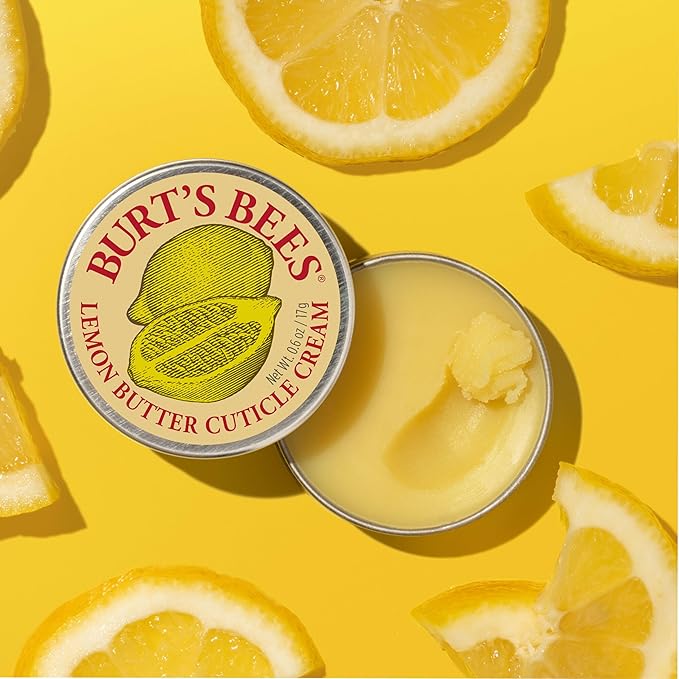 Burt's Bees Christmas Gifts, Hand Skin Care Stocking Stuffers, Moisturizing Cuticle Cream for Dry Skin, 100% Natural Origin, with Lemon Butter, 0.6 oz. (3-Pack)