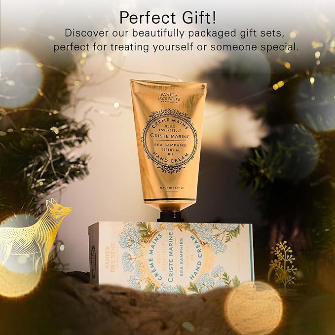 Panier des Sens - Hand Cream for Dry Cracked Hands - Sea Samphire Hand Lotion with Shea Butter & Olive Oil - Vitamin E Skin Moisturizer with 97% Natural Ingredients - Made in France, 2.5 fl oz