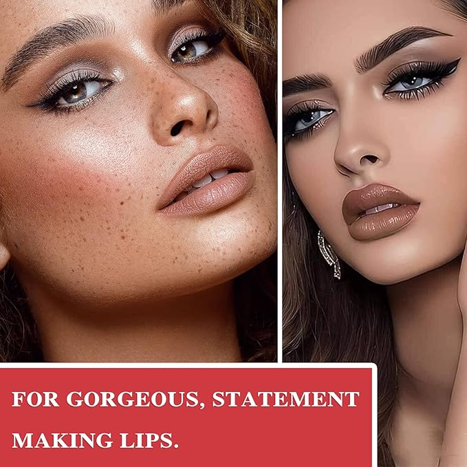 Matte Nude Lipstick,Paper Tube Lipsticks for Women,Bold & Intense Colors,Non-Stick Cup Not Fade Silky Smooth Velvet Lipgloss Set Lip Stick Matte Lipstick Lip Makeup Gifts(Nude)