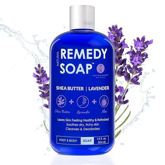 Truremedy Naturals Lavender Shea Butter Body Wash for Women - Aloe Lavender Body Wash with Shea Butter - Soothing Soap for Dry Skin - Hydrating Natural with Essential Oils - 12oz