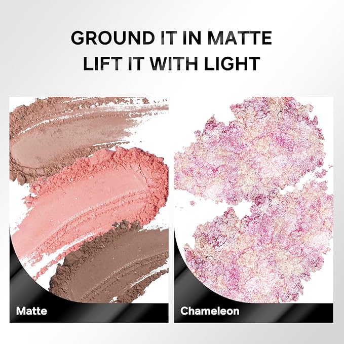 Color Nymph Eyeshadow Palette, Pink Eye Makeup Pallet with Matte & Holographic Glitter Multichrome Eyeshadow, Travel-Friendly Compact with Mirror & Brush, High-Pigment & Long-Lasting (Pink & Neutral)