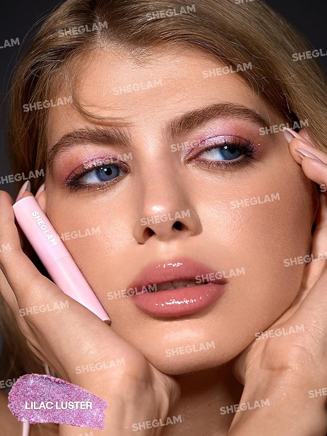 SHEGLAM Crystal Jelly Glaze Stick Eye Shadow Stick Eyeliner Brightener Pencil Crayon with Brush Easy to Blend Long Lasting Shimmer Eyeshadow-Lilac Luster
