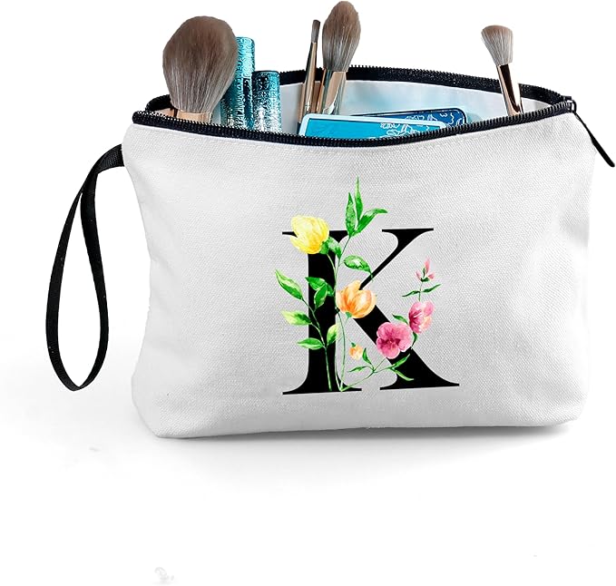 SEAMOON Mom Birthday Thank You Appreciation Gifts for Women Aunt Teacher Coworkers Bride Bridesmaid Monogrammed Travel Makeup Cosmetic Bag with Mirror Valentines Mothers Day Christmas Graduation K