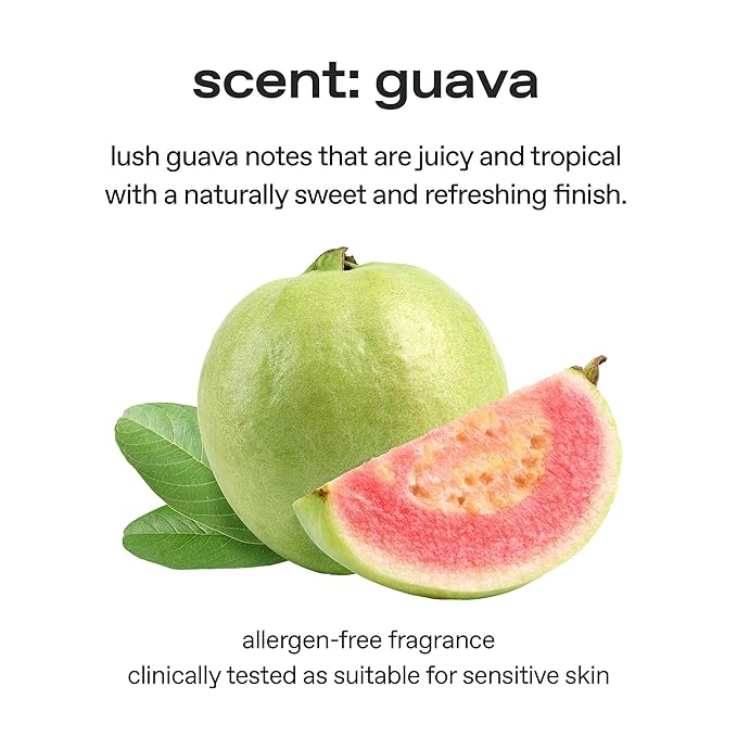 glow guava facial cleanser : hypoallergenic face cleanser & makeup remover, oil-gel hybrid, non-drying, all-in-one cleanser for hydration, 6.4 oz