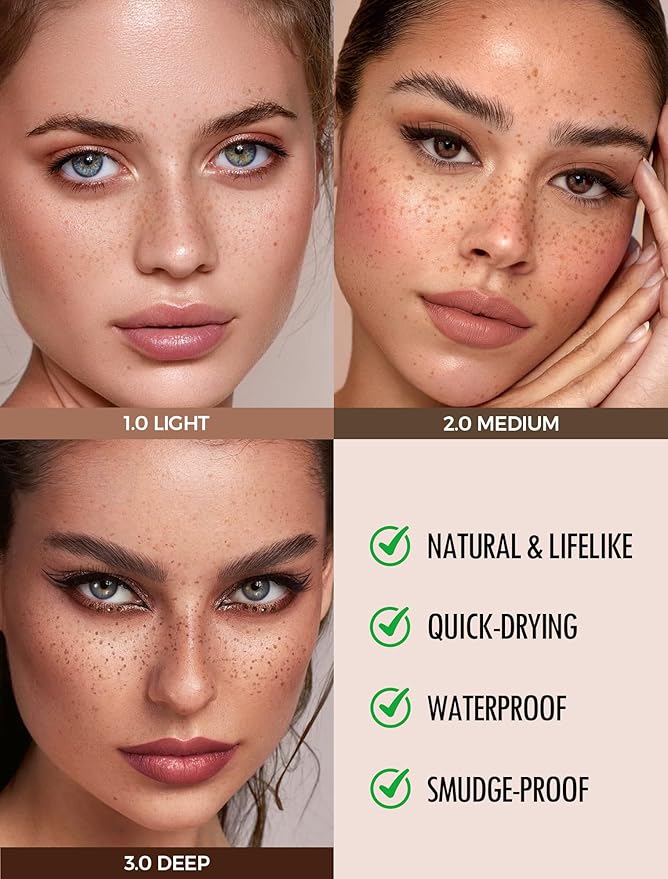 Anglicolor Faux Freckle Pen, Fake Freckle Stamp, Long Lasting, Waterproof, Smudge-proof, Transfer-proof, Natural Sun-kissed Makeup, Suitable for All Skin Types, Vegan & Cruelty-Free (02#Medium, 1.5g)