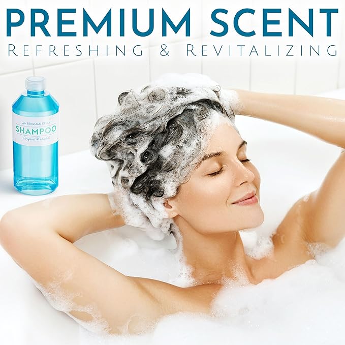 Bergman Kelly - Replacement Shampoo, Conditioner & Body Wash Refill Set - 12.6 oz, 3 Piece Set - Tropical Waterfall - for Dispensers - Delight Guests with Invigorating & Refreshing Hotel Hospitality