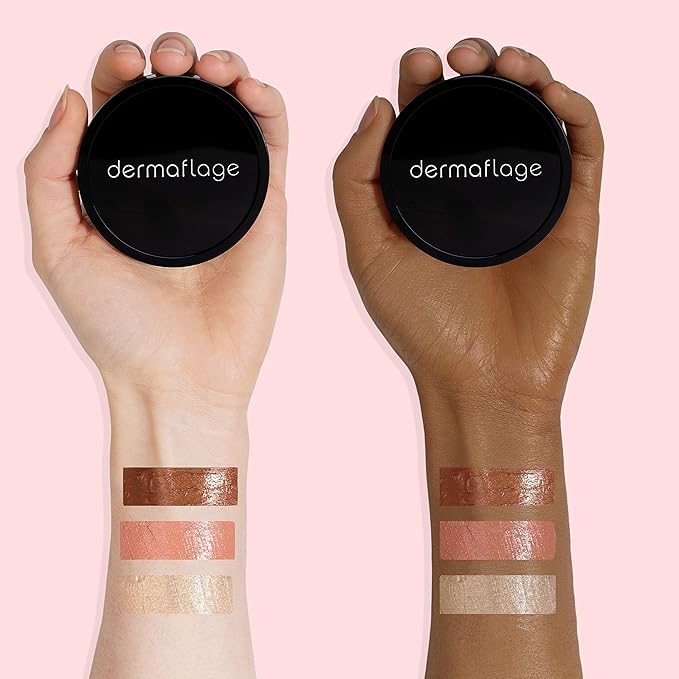 Cheek Palette: Bronzer, Highlighter, Blush Palette for Dewy Skin, Lit from Within by Dermaflage, 10g/.35oz