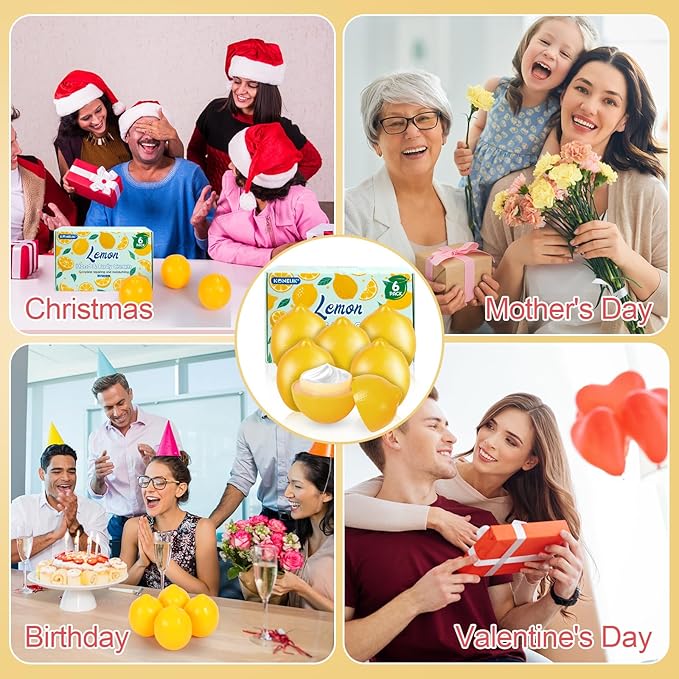 6 Pack Bulk Hand Cream Gifts Set, Moisturizing Hand Lotion for Dry Cracked Hands, Mom Gifts, Thank You Gifts, Bridal Shower Gifts, Birthday Gifts and Small Gifts for Women, 1.06 Oz (Lemon)