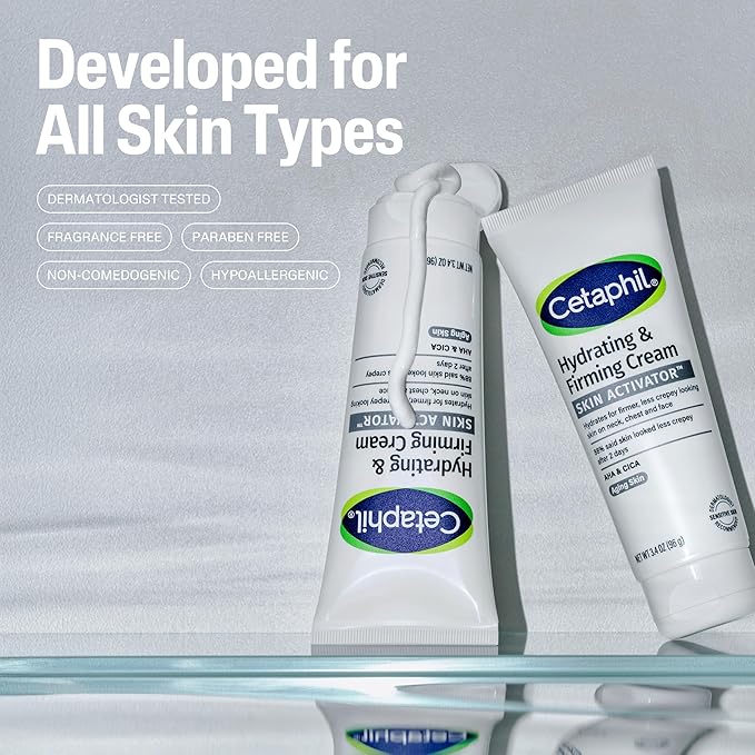 Cetaphil Skin Activator Hydrating & Firming Cream For Face, Neck & Chest 3.4 oz, Mandelic Acid (AHA) and Centella Asiatica (CICA) Cream, Hydrates and Firms Aging Skin, Anti-Aging Skincare