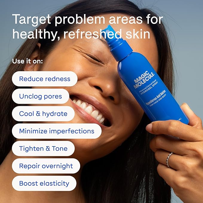 Magic Molecule Dermal Repair Hydrogel Spray with Pure Hypochlorous Acid, Intensive Skin-Smoothing Formula for All Skin Types (3.4 oz) (pack of 2)