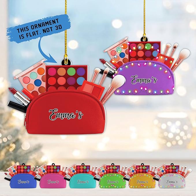 Personalized Makeup Tools Christmas Ornament 2025, Makeup Box Christmas Ornament Gift for Makeup Artist, Christmas Tree Decor for Makeup Shop, Gift for New Makeup Coworkers (Makeup 8)
