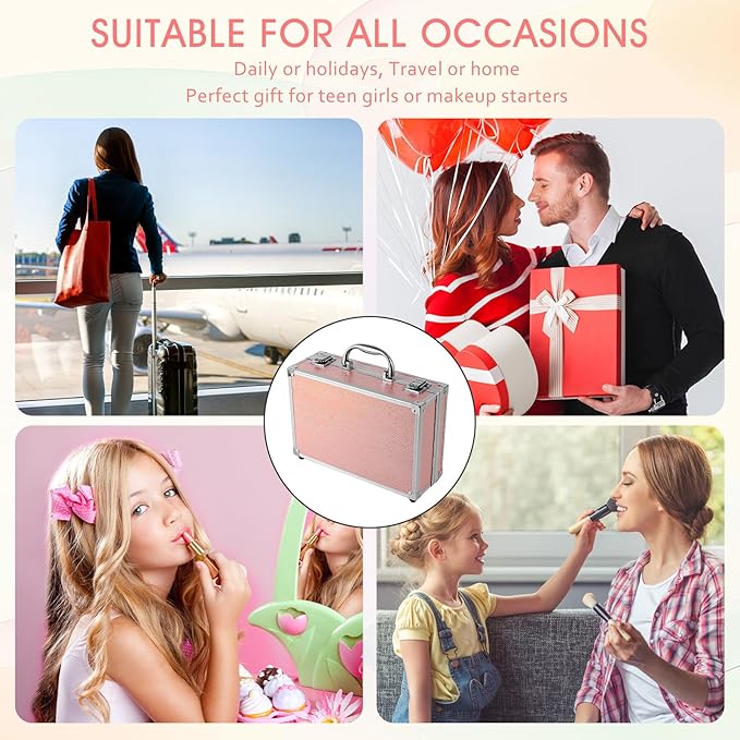 Makeup Kit for Teenager & Women Full Kit, All- In- One Makeup Set With The Cosmetic Train Case, Professional Makeup Kit, Makeup Gift Set for Women Girls(pink)