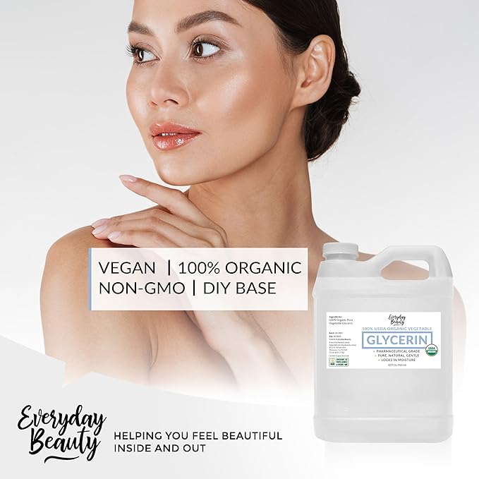 100% Organic Glycerin – USDA Certified - Perfect for DIY Beauty Products, Crafts, and Formulations – Derived From Coconut – Skin and Hair Moisturizer for Deep Hydration – 32 Fl Oz – By Everyday Beauty