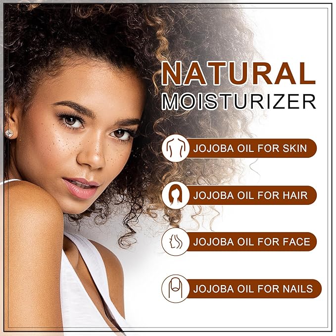 Pure Jojoba Oil Organic USDA Certified 16 fl oz, 100% Natural Jojoba Oil for Hair, Skin & Face, Cold Pressed Unrefined, Deeply Moisturizing Body Carrier Oils for Essential Oils Mixing